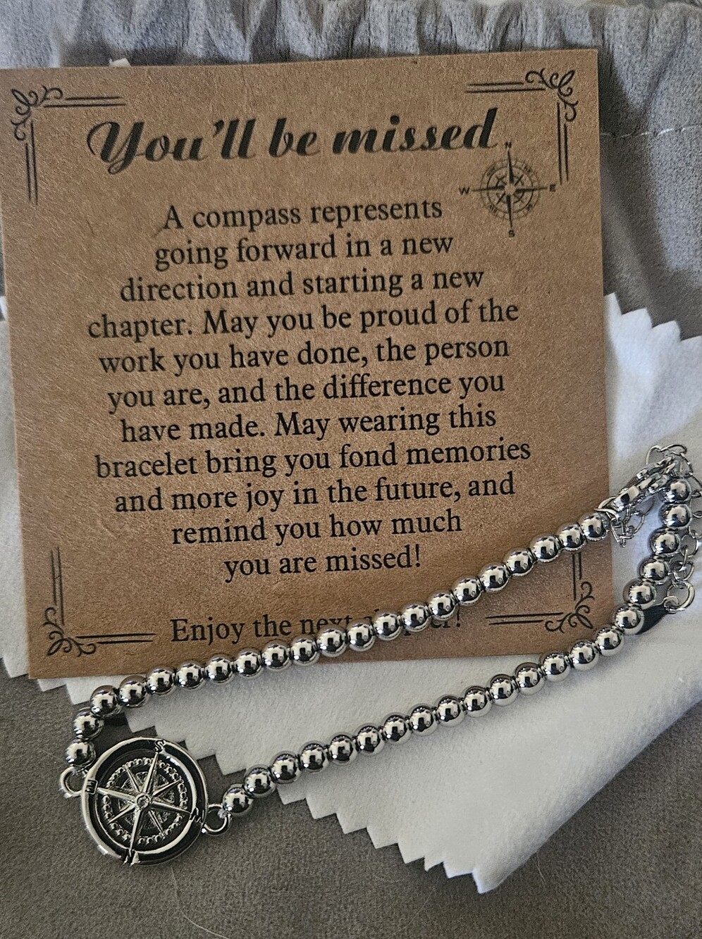 Retirement Compass Beaded Bracelet